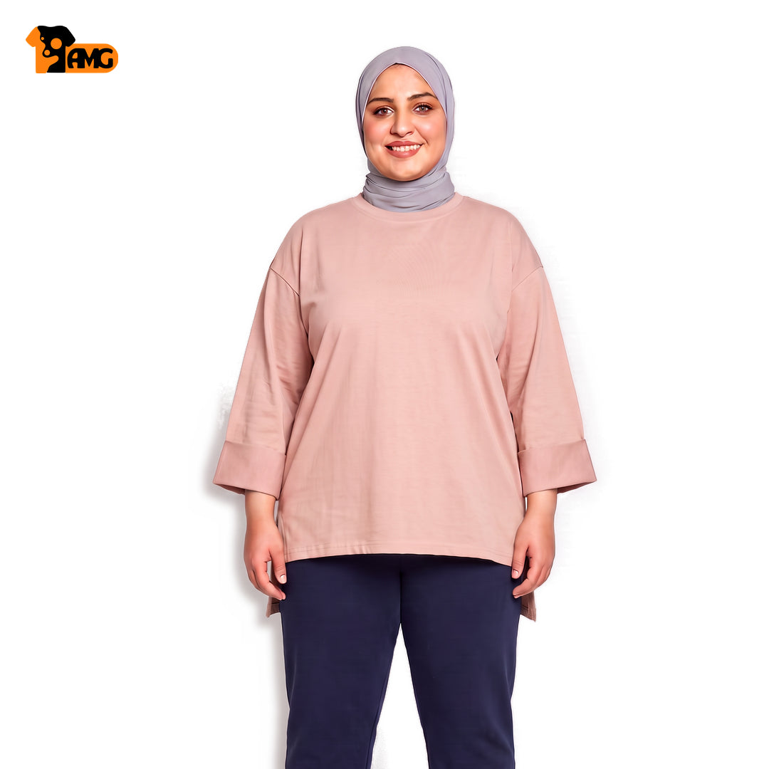 تيشيرت أوفر سايز كم مقلوب - بصلي